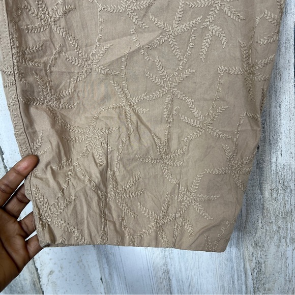 House of Harlow Embroidered Barrel Trouser Pants Womens L Palm Print Boho Resort - Picture 7 of 17